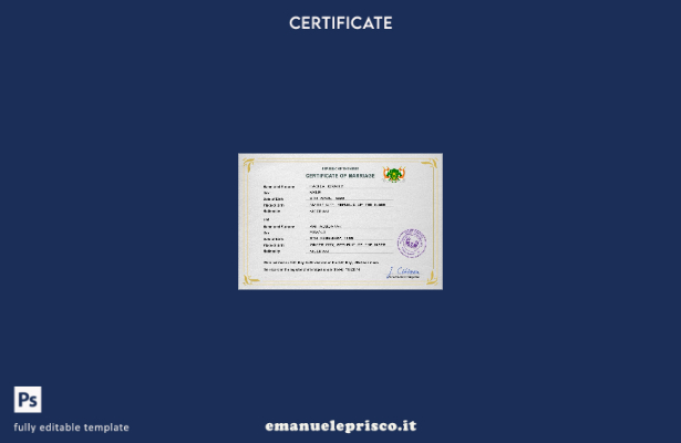 modello PSD del certificato di matrimonio del Niger in stile verificato